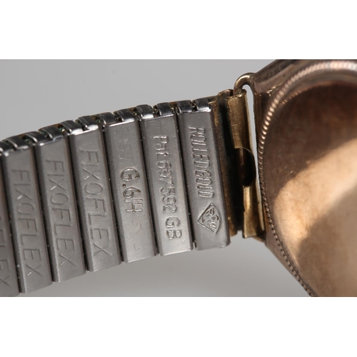 195 - Rolex Oyster Gents wristwatch with 9ct gold case on flex strap, the champagne dial with Arabic numer... 