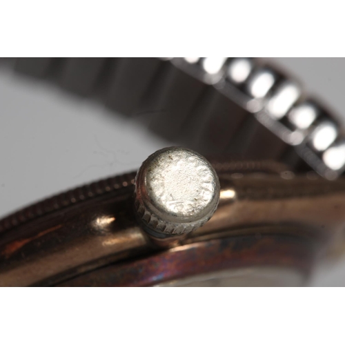 195 - Rolex Oyster Gents wristwatch with 9ct gold case on flex strap, the champagne dial with Arabic numer... 