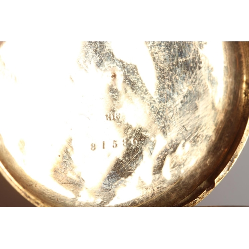 196 - 18K yellow gold open faced pocket watch, the gold coloured dial with Roman Numeral chapter ring and ... 