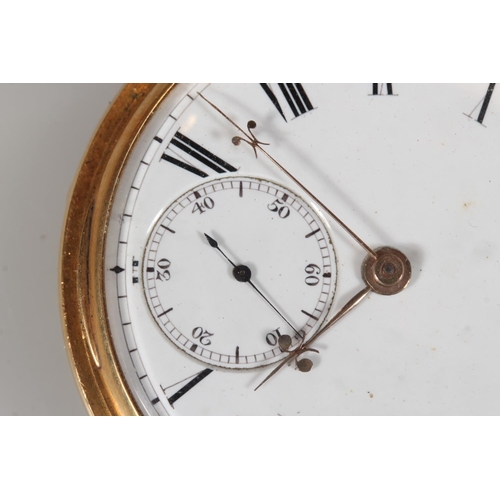 198 - 18ct gold hunter pocket watch, the white enamel dial with Roman Numeral chapter ring and second subs... 