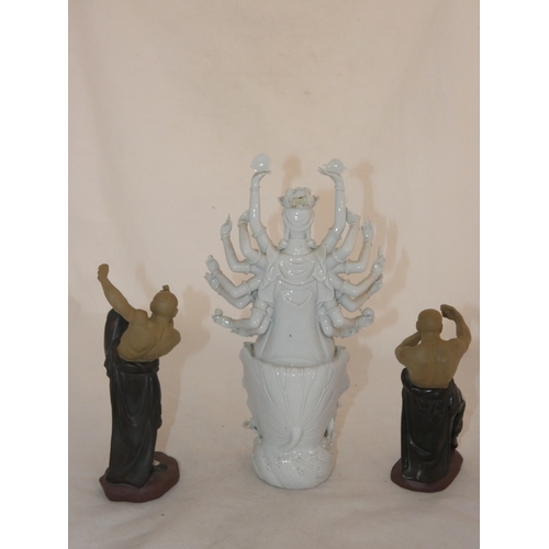 Chinese blanc de chine figure modelled as the deity Doumu, on a lotus ...