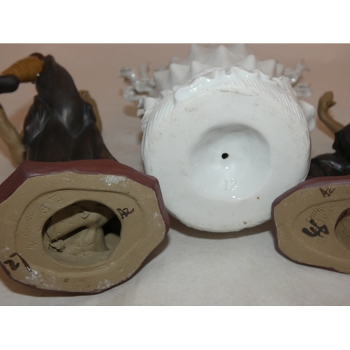 Chinese blanc de chine figure modelled as the deity Doumu, on a lotus ...