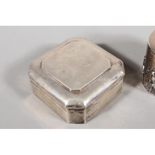 23 - Edwardian silver tea caddy with embossed Neo-Classical decoration of oval form,&nbsp;Charles S Green... 