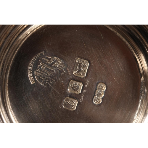 27 - Four piece silver tea service on matching tray, with Lindisfarne border decoration and stamp to base... 
