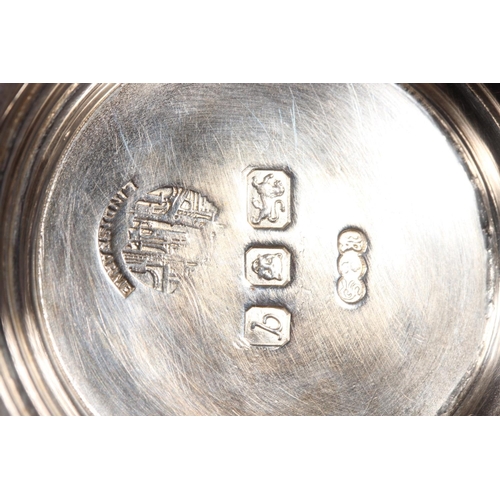 27 - Four piece silver tea service on matching tray, with Lindisfarne border decoration and stamp to base... 