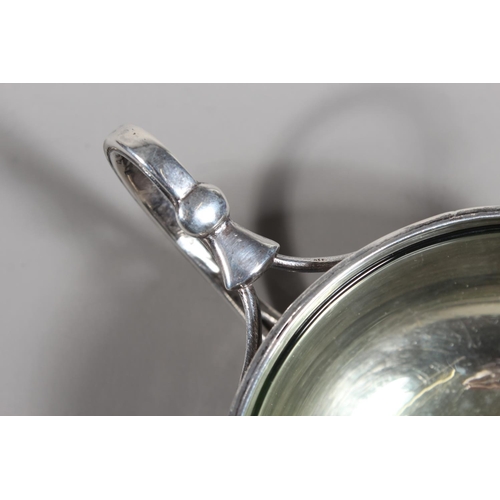 29 - Sterling silver porringer with single loop handle, beaded edge border and glass liner, Guild of Hand... 
