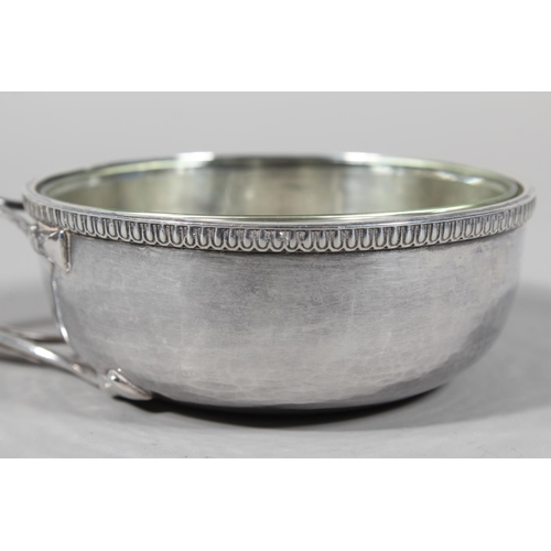 29 - Sterling silver porringer with single loop handle, beaded edge border and glass liner, Guild of Hand... 