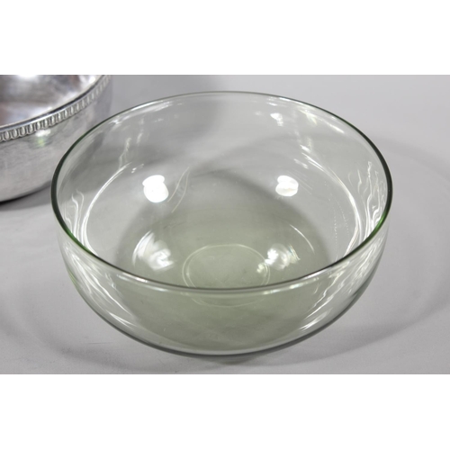 29 - Sterling silver porringer with single loop handle, beaded edge border and glass liner, Guild of Hand... 