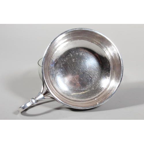 29 - Sterling silver porringer with single loop handle, beaded edge border and glass liner, Guild of Hand... 