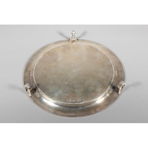 6 - Victorian silver salver with heavy foliate decoration and raised on tripod feet,&nbsp;Hamilton, Cric... 
