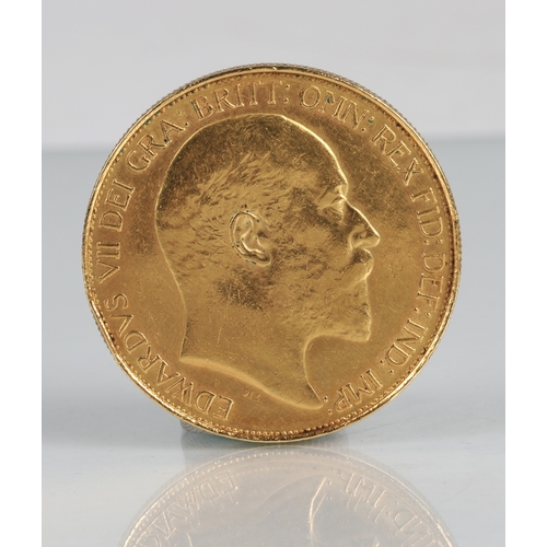 52 - Edward VII gold five pound coin, 40g