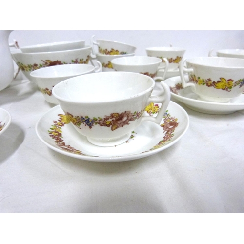 34 - 19th century floral pattern tea set (11 setting).