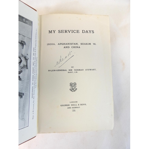 13 - STEWART SIR NORMAN.  My Service Days, India, Afghanistan, Suakim '85, & China. Illus. Orig. oran... 