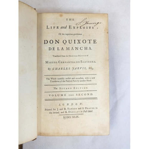 19 - CERVANTES MIGUEL DE. The Life & Exploits of ... Don Quixote, trans. by Charles Jarvis. 2 vols. E... 