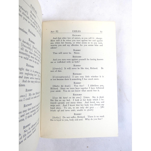 21 - JOYCE JAMES.  Exiles, A Play in Three Acts. Half title. Cloth backed brds. with paper labels to back... 