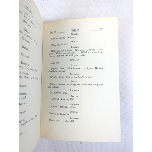21 - JOYCE JAMES.  Exiles, A Play in Three Acts. Half title. Cloth backed brds. with paper labels to back... 