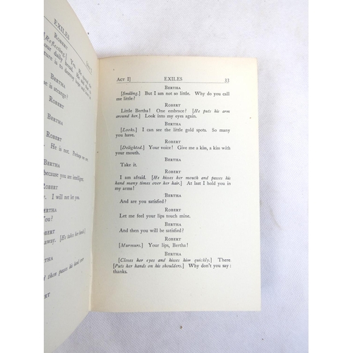 21 - JOYCE JAMES.  Exiles, A Play in Three Acts. Half title. Cloth backed brds. with paper labels to back... 
