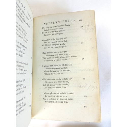 3 - (PERCY BISHOP).&nbsp;&nbsp;Reliques of Ancient English Poetry. 3 vols. Half titles, eng. frontis, ti... 