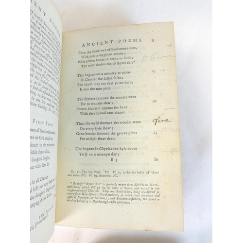 3 - (PERCY BISHOP).&nbsp;&nbsp;Reliques of Ancient English Poetry. 3 vols. Half titles, eng. frontis, ti... 