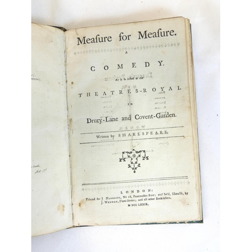5 - SHAKESPEARE WILLIAM.&nbsp;&nbsp;Measure for Measure, A Comedy as it is Acted at the Theatres Royal i... 