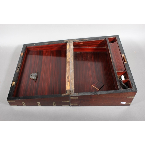 107 - Rosewood brass-bound writing slope.