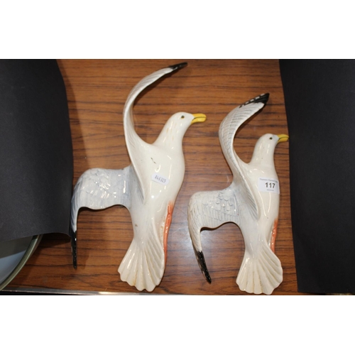 117 - Two Beswick seagull wall pockets.