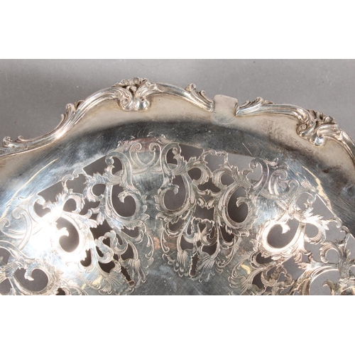 16 - Silver-plated centrepiece with pierced body and scrolling border....