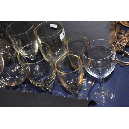 19 - Glass goblets and two glass decanters with stoppers....