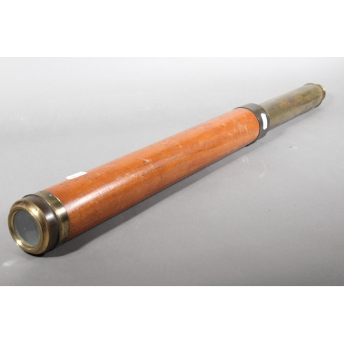 2 - Brass and mahogany Firth of London three draw telescope....