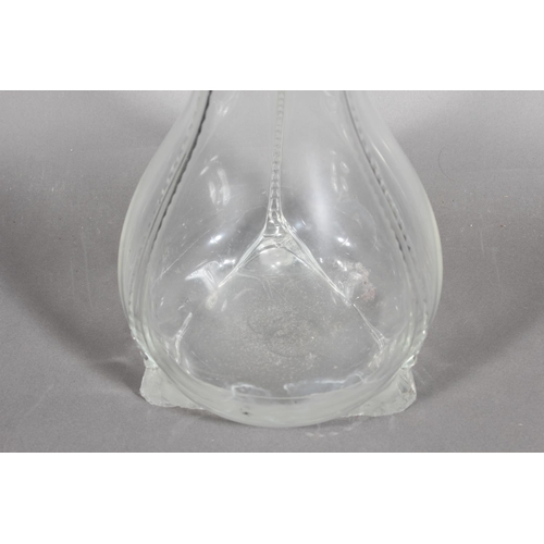 23 - Glass bulbous vase with ribbed design....