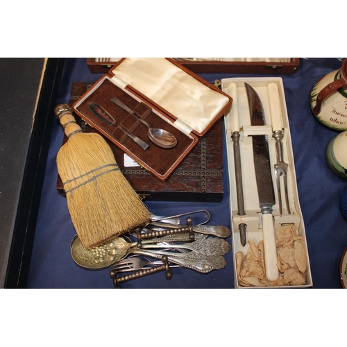 32 - Cased set of fish knives and forks, flatware, a part canteen of cutlery....
