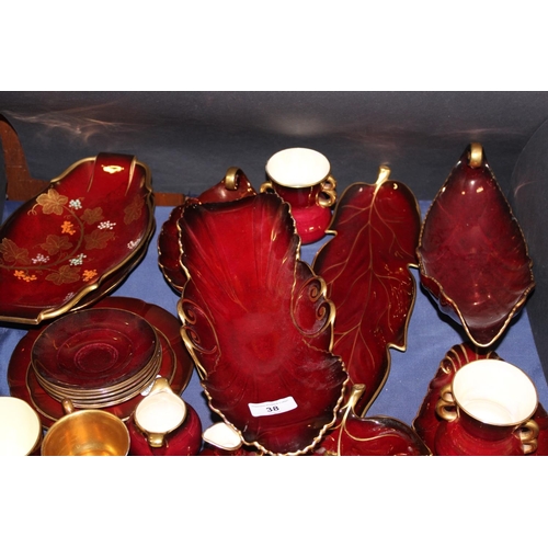 38 - Carltonware Rouge Royale to include bowls, dishes, jugs, an ashtray, etc....