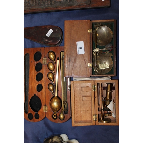 5 - Scientific instruments and scales to include a microscope, a miniature microscope, etc....