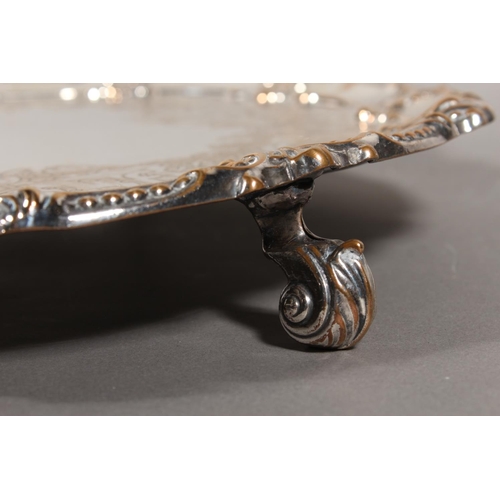 58 - Silver-plated tray on tripod base....