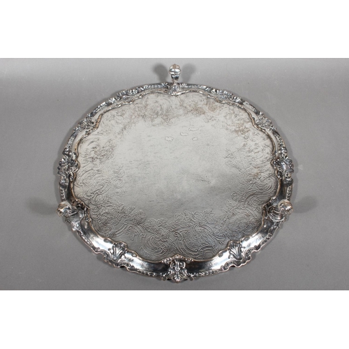 58 - Silver-plated tray on tripod base....
