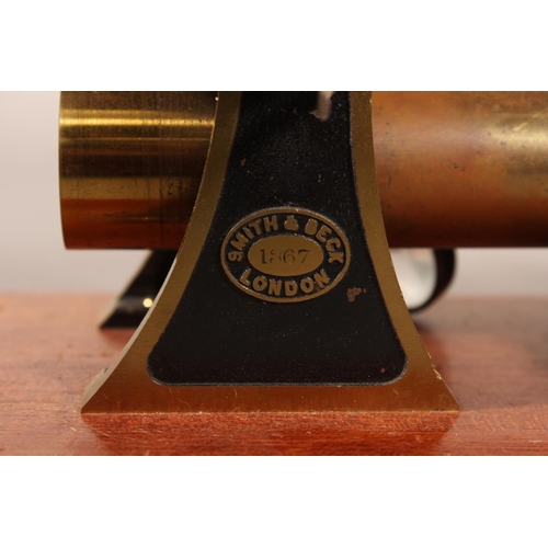 6 - Smith & Beck of London mahogany cased microscope....