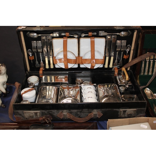 68 - Vintage travelling picnic set in suitcase.