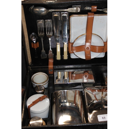 68 - Vintage travelling picnic set in suitcase.