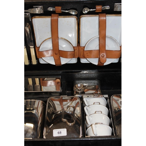 68 - Vintage travelling picnic set in suitcase.