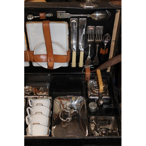 68 - Vintage travelling picnic set in suitcase.