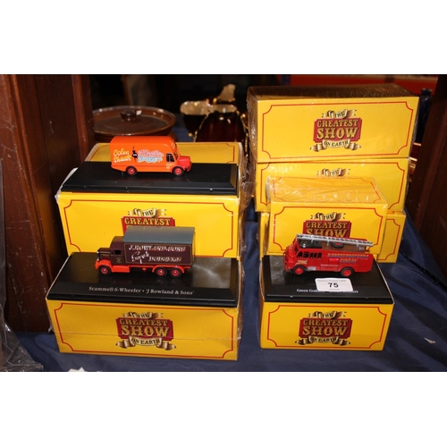 75 - Eleven Atlas Editions The Greatest Show on Earth circus vehicle models, to include a Scammell Contra... 