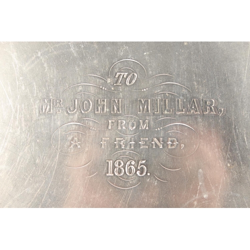 8 - Silver-plated twin-handled tray with foliate border and decoration....