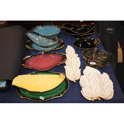 83 - Carltonware to include Rouge Royale, Bleu Royale, Noir Royale and other bowls and leaf shaped dishes... 