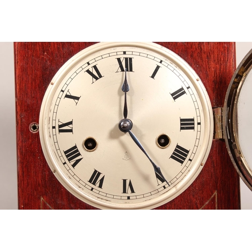 98 - Victorian mahogany mantel clock with Roman numeral chapter ring.
