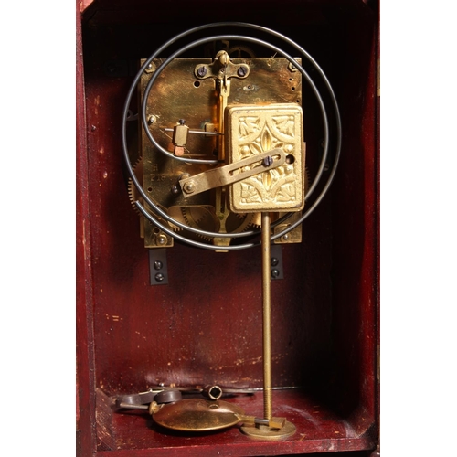 98 - Victorian mahogany mantel clock with Roman numeral chapter ring.