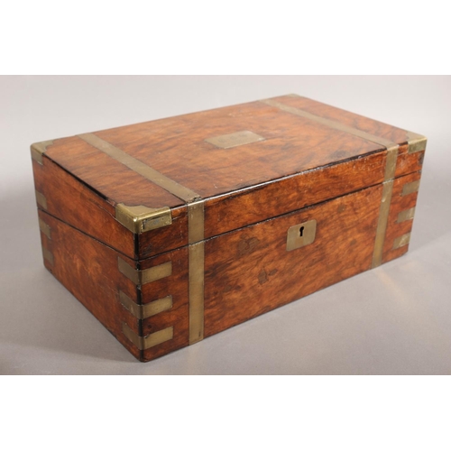 99 - Victorian walnut and brass-bound writing slope.