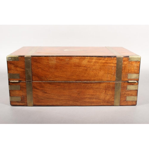 99 - Victorian walnut and brass-bound writing slope.