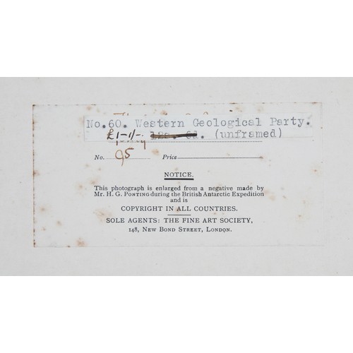 91 - PONTING HERBERT G. Polar photograph, Scott`s Expedition.  Western Geological Party, Debenham, Griffi... 
