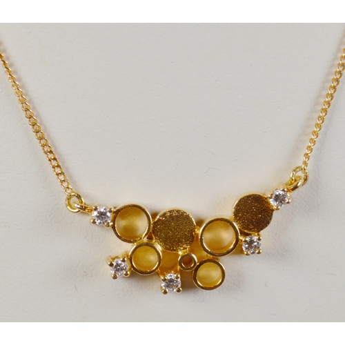 33 - Diamond pendant set with five small brilliants, unmarked, on a fine 18ct gold chain, '750', 4g gross... 