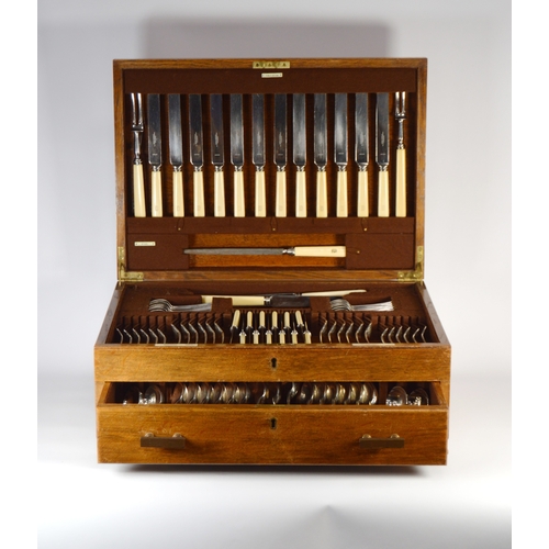 80 - Part canteen of silver cutlery comprising twelve table forks, twelve dessert forks, twelve dessert s... 